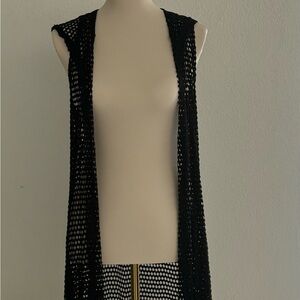 SJS Black Mesh hooded coverup, Size M, maxi - 44 length